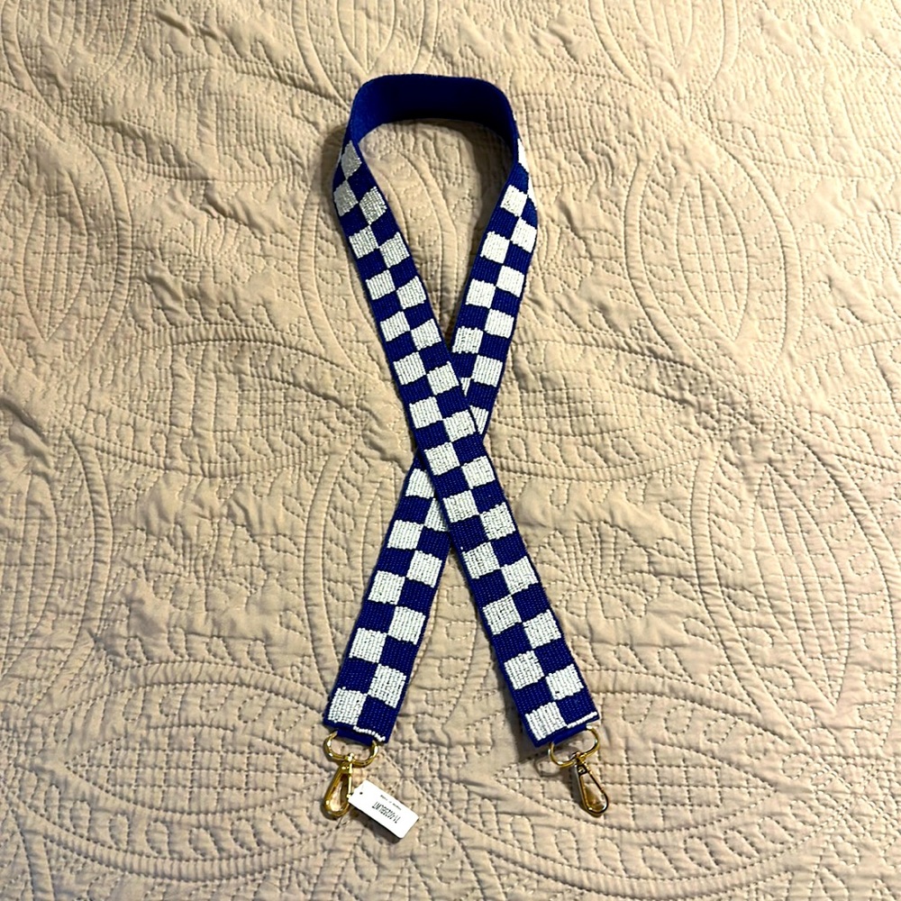 Royal Blue & White Check Purse Strap